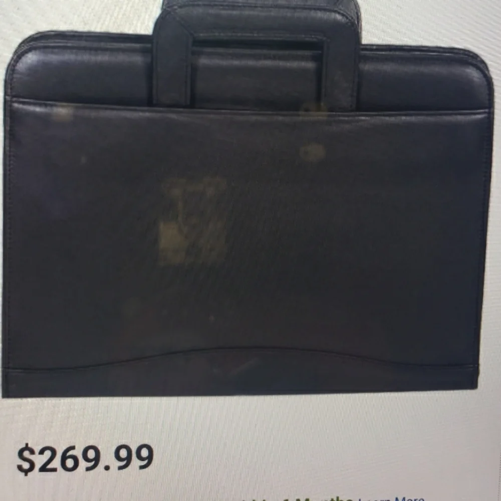 Scully leather travel zip binder, drop handles.